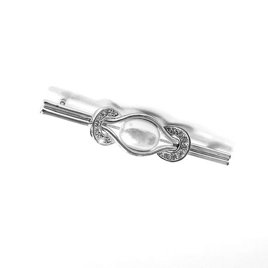 Equetech Pearl &amp; Horseshoes Stock Pin Silver