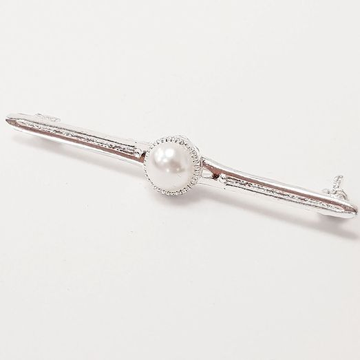 Equetech Pearl Stock Pin White/Silver