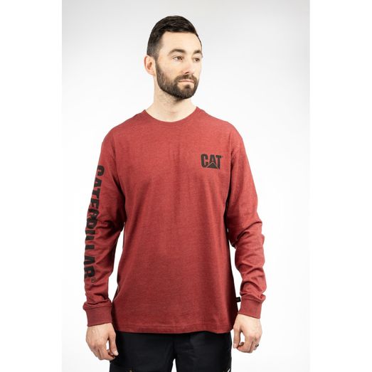 Caterpillar Trademark Banner Long Sleeve T-Shirt Brick