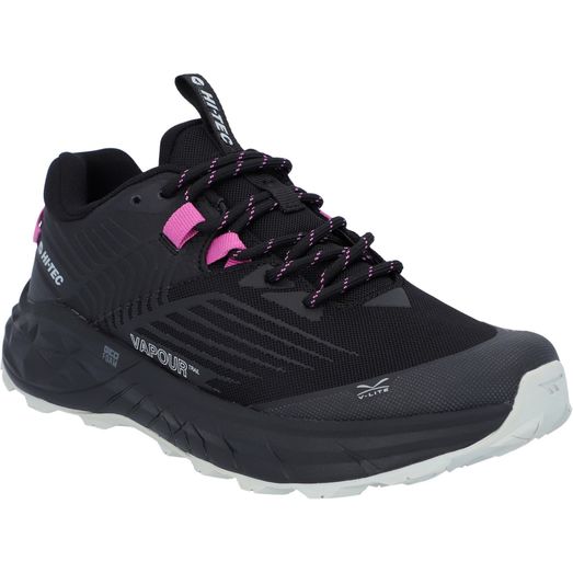 Ladies Hi-Tec Fuse Trail Low Trainers Black/Cool Grey/Cyclamen