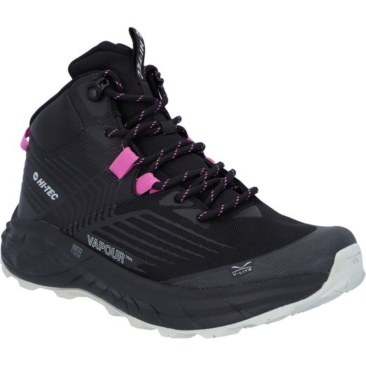 Ladies Hi-Tec Fuse Trail Mid WP Trainers Black/Cool Grey/Cyclamen