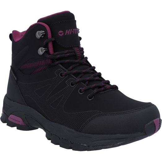 Ladies Hi-Tec Jackdaw Mid Waterproof Boot Black/Burgundy