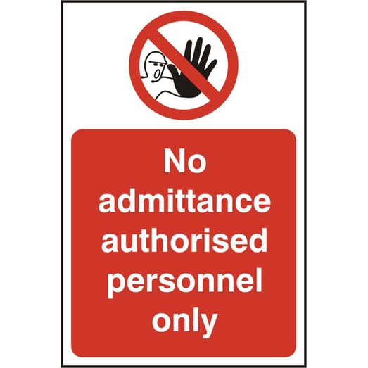 Authorised Personnel Rigid PVC Sign White/Red (5 Pack)