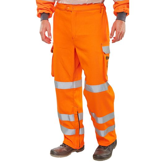 Beeswift Arc Compliant Hi-Vis Rail Spec Trousers Orange