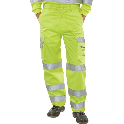Beeswift Arc Compliant Hi-Vis Trousers Saturn Yellow