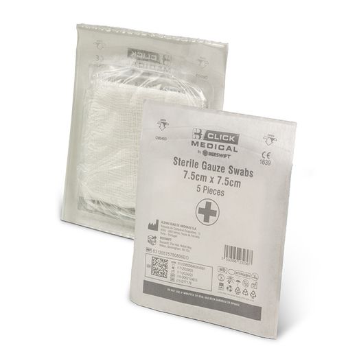 Click Medical Gauze Swabs 7.5Cm X 7.55Cm Sterile White (5 Pack)
