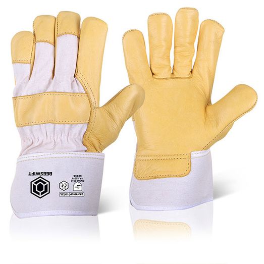 Beeswift Canadian Hide Rigger Gloves Yellow (10 Pack)