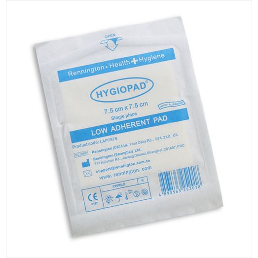 Hygiopad Low Adherent Dressing 7.5X7.5Cm Box 25 White (25 Pack)