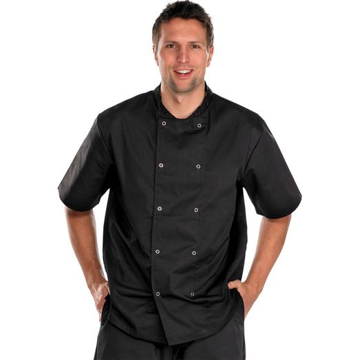 Beeswift Chefs Jacket Short Sleeve Black