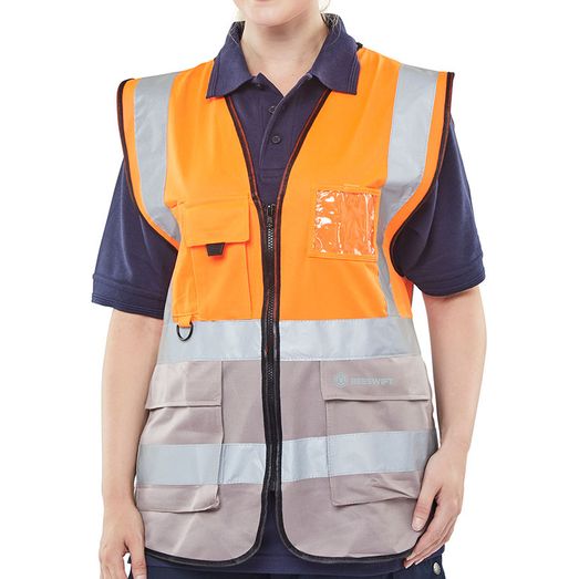 Beeswift Hi-Vis Two Tone Executive Id Vest Orange / Grey