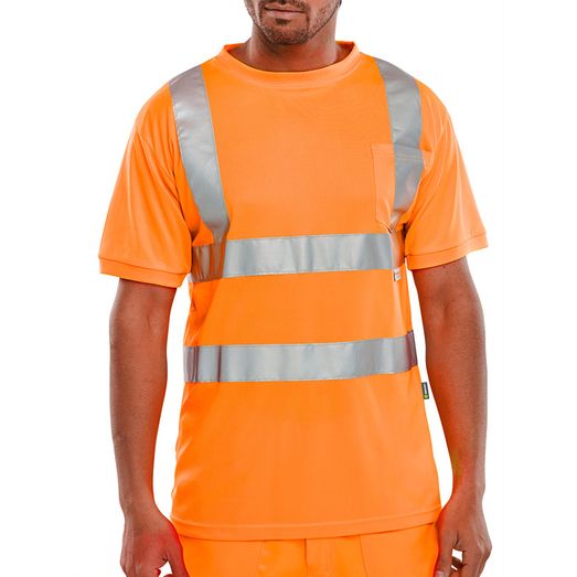 Beeswift Crew Neck Hi-Vis Short Sleeve T-Shirt Orange