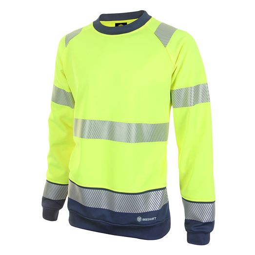 Beeswift Deltic Hi-Vis Two-Tone Sweatshirt Saturn Yellow / Navy