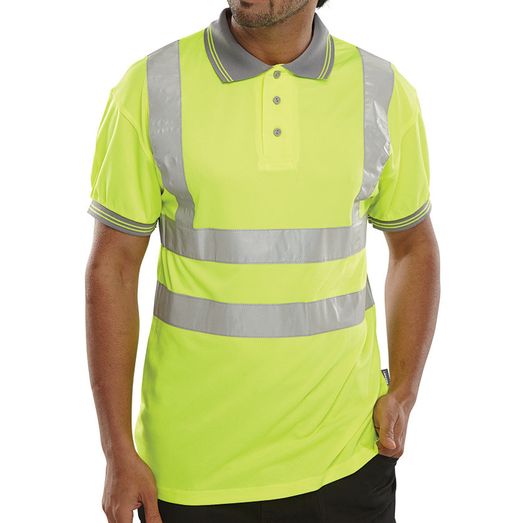Beeswift Short Sleeve Hi-Vis Polo Shirt Saturn Yellow