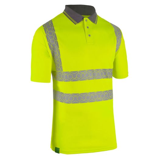 Beeswift Envirowear Hi-Vis Short Sleeve Recyclable Polo Shirt Saturn Yellow