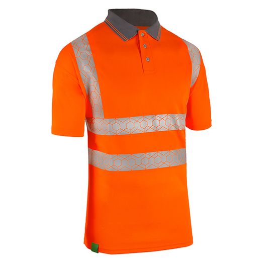 Beeswift Envirowear Hi-Vis Short Sleeve Recyclable Polo Shirt Orange