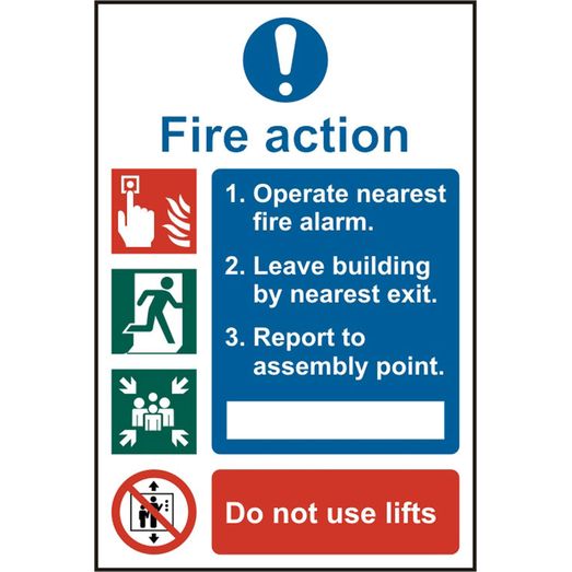 Beeswift Fire Action Procedure Sign Self Adhesive White (5 Pack)