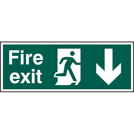 Beeswift Fire Exit Down Arrow Sign Rigid PVC Green (5 Pack)
