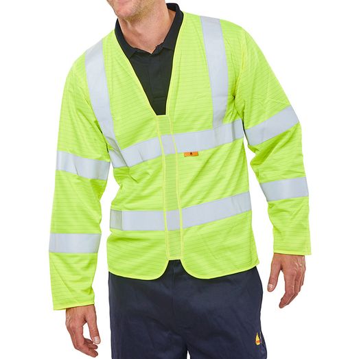 Beeswift Fire Retardant Hi-Vis Jerkin Saturn Yellow