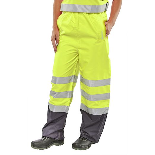Beeswift Belfry Two-Tone Hi-Vis Waterproof Trousers Saturn Yellow / Navy