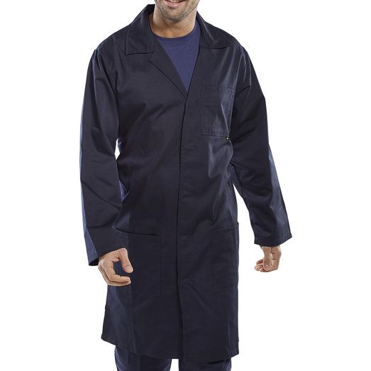 Beeswift Poly Cotton Warehouse Coat Navy Blue