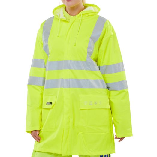 Beeswift Fire Retardant Hi-Vis Anti-Static Jacket Saturn Yellow