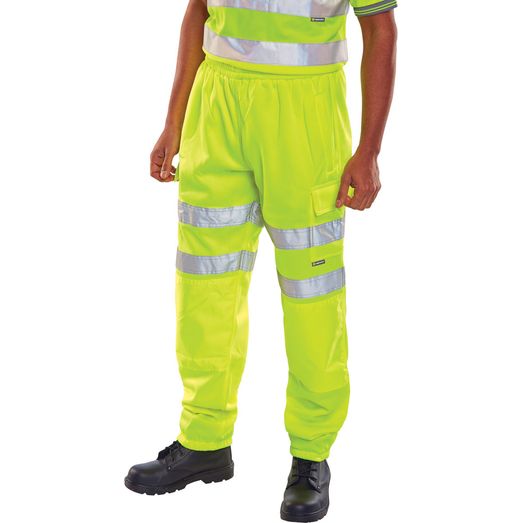 Beeswift Fleece Jogger Hi-Vis Trousers Saturn Yellow