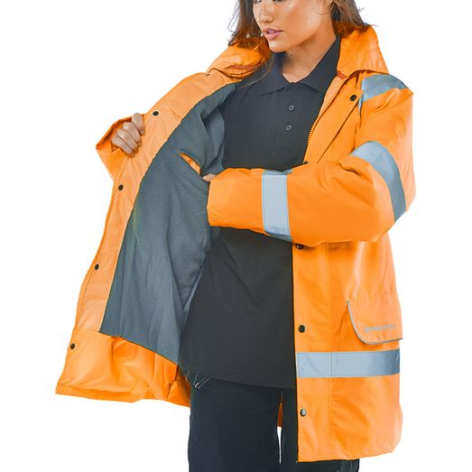 Beeswift Hi-Vis Fleece Lined Traffic Jacket Orange