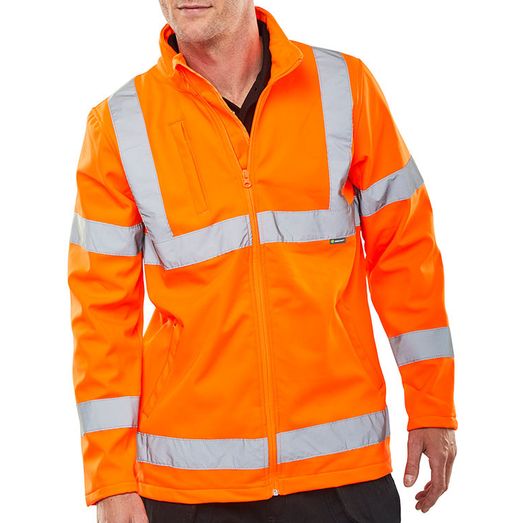 Beeswift Hi-Vis Soft Shell Lightweight Rail Spec Jacket Orange