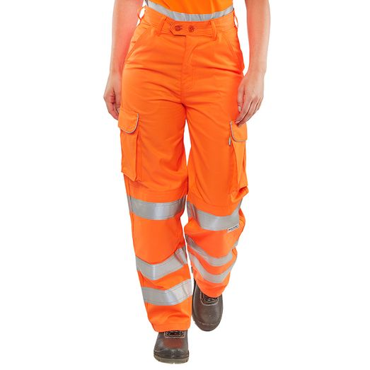 Beeswift Ladies Hi-Vis Rail Spec Trousers Orange