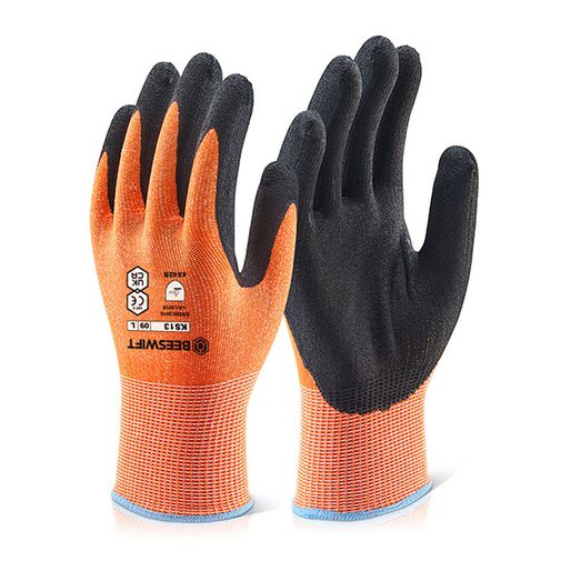 Beeswift Kutstop Micro Foam Nitrile Amber Cut Level 3 Gloves Amber