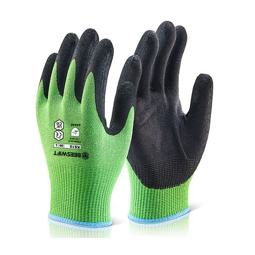 Beeswift Kutstop Micro Foam Nitrile Green Cut Level 5 Gloves Green