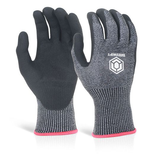 Beeswift Micro Foam Nitrile Cut Level 5 Gloves Black