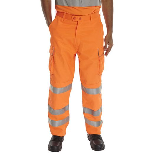 Beeswift Hi-Vis Rail Spec Trousers Orange