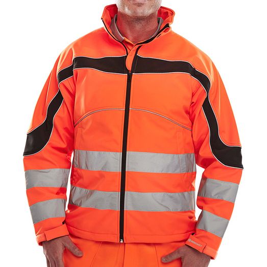 Beeswift Eton Hi-Vis Soft Shell Jacket Orange / Black