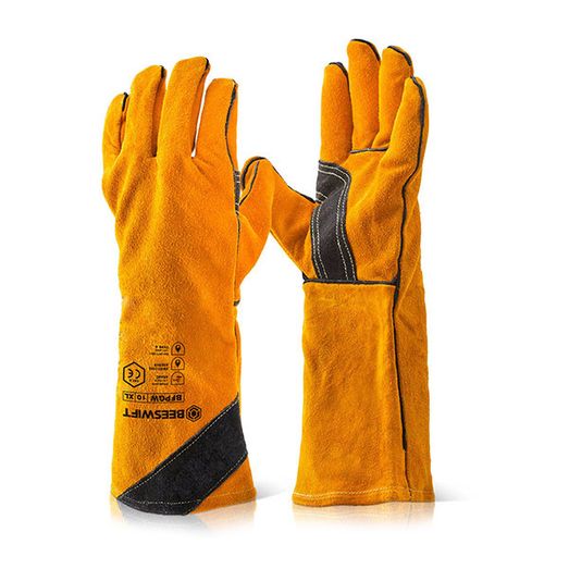 Beeswift Premium Golden Welders Gauntlet Gloves 16" Gold (10 Pack)