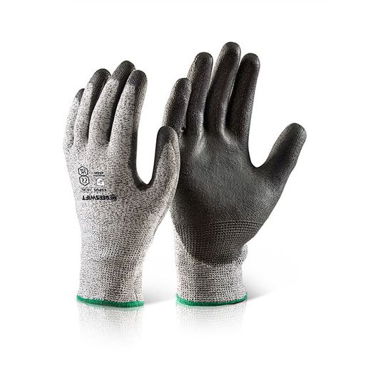 Beeswift Pu Coated Cut Level 5 Gloves Black