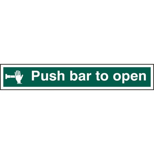 Beeswift Push Bar To Open Sign Self Adhesive Green (5 Pack)