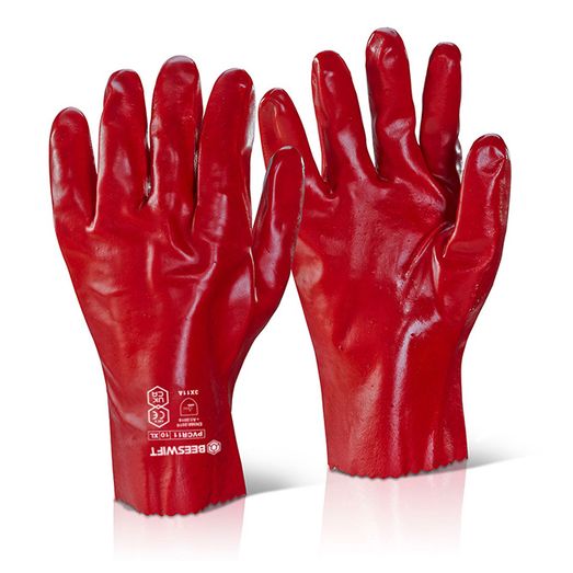 Beeswift PVC Gauntlet Gloves Red (10 Pack)