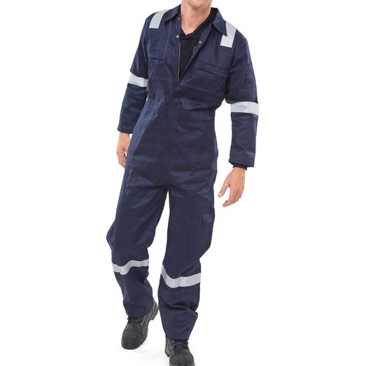 Beeswift Burgan Fire Retardant Anti-Static Boilersuit Navy Blue
