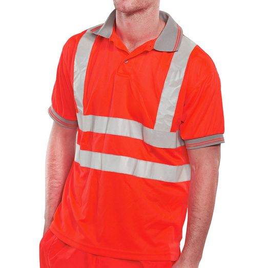 Beeswift Short Sleeve Hi-Vis Polo Shirt Red