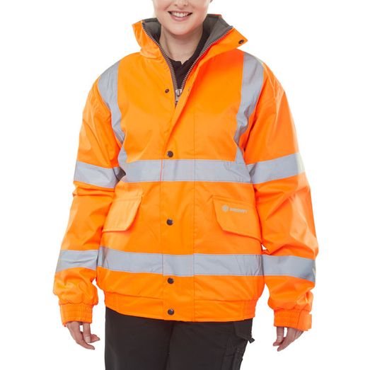 Beeswift Hi-Vis Fleece Lined Bomber Jacket Orange