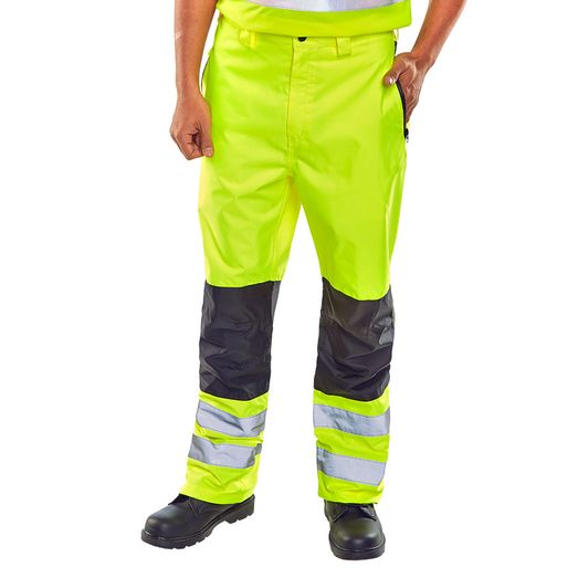 Beeswift Two-Tone Hi-Vis Waterproof Trousers Saturn Yellow