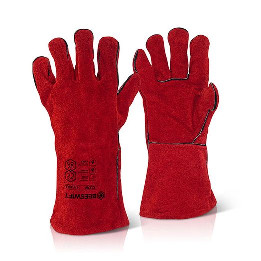 Beeswift Welders Gauntlet Gloves 14" Red (10 Pack)