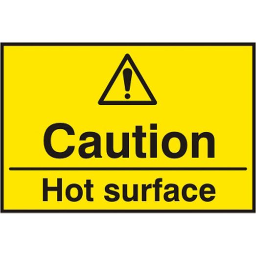 Caution Hot Surface Sign Yellow (5 Pack)