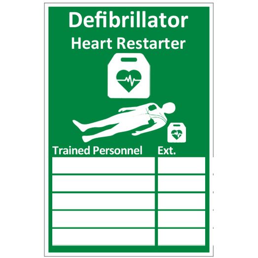 Click Medical Aed Trained Personnel Sign Rigid Plastic Green