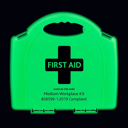 Click Medical Bs8599-1 Large Workplace First Aid Kit Glow In The Dark Box Green