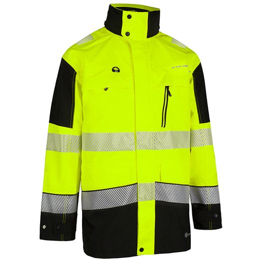 Beeswift Deltic Hi-Vis Two-Tone Ripstop Breathable And Waterproof Rail Jacket Saturn Yellow / Navy