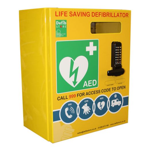 Click Medical Defibrillator Stainless Steel Wall Cabinet With Lock And Electrics Yellow