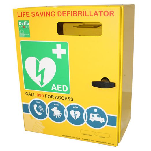 Click Medical Defibrillator Stainless Steel Wall Cabinet With No Lock And Electrics Yellow