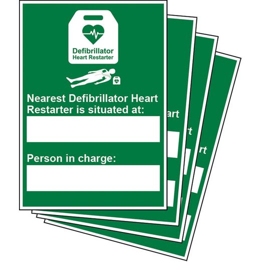 Click Medical Nearest Defibrillator Sign Rigid Plastic Green